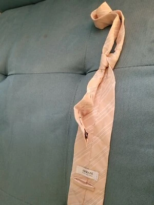 Armani Collezione Men's Silk Neck Tie striped Print Made In Italy.VINTAGE PINK. - Image 1 of 4