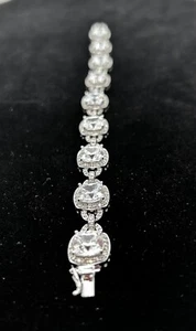 PULSERA Tenis Seguridad DE COLECCIÓN PLATA ESTERLINA Cristal Estrás - Imagen 1 de 10