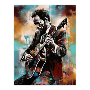 Country Music Colourful Painting Musician Playing Guitar Wall Art Poster Print