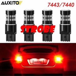 4 PIEZAS AUXITO 7443 7440 Rojo Estroboscópico LED Señal de Giro Freno Luz Trasera Bombilla Flash EON - Imagen 1 de 12