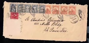 1914 Mexico US Dual Franking Cover Front to El Paso Texas - Picture 1 of 2