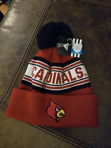 LOUISVILLE CARDINALS -NCAA Adidas Youth 8-20 -Cuffed Knit HAT Beanie-NWT & Pom - Picture 1 of 3