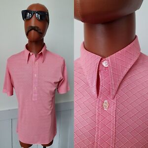 Vintage 1960s French Overhead SHIRT With Spear Collar In Pink Mod *S/M* XP50