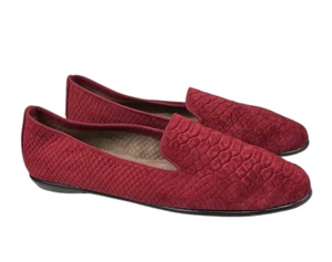 Aerosoles Womens Betunia Red Velvet Snake Print Slip On Loafers Flats Size 9 M - Picture 1 of 10