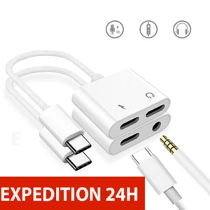 USB C Charge & Music – Adaptateur 2 en 1 prise jack casque audio pour USB type C - Zdjęcie 1 z 19