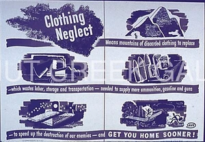 WWII Poster, Conservation, "Clothing Neglect" Art Print on 11x14" 22913 - Picture 1 of 1