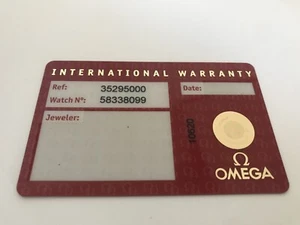 Original Omega Card 35295000 Watch No 58338099 - Picture 1 of 2