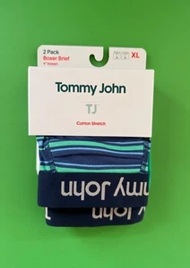 Tommy John XL 39-42โ Boxer Brief 4โ 2-Pack Cotton Stretch Stripe / Green ๐ - Picture 1 of 3