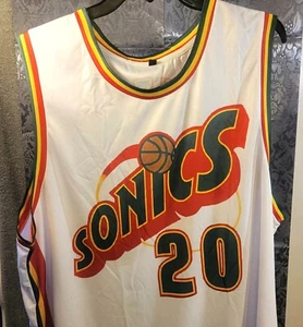 Camicia smanicata uomo moda-uomo bianca Seattle SuperSonics 3D - Foto 1 di 4