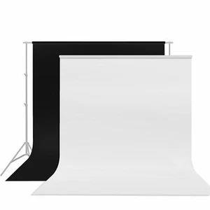 Black White 2-in-1 Backdrop Background for Photography Pure Muslin 5x6.56ft 10ft - Picture 1 of 12