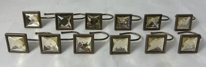 Rhinestone Shower Curtain Hooks Antique Gold Metal Light Yellow Square (12) - Picture 1 of 7