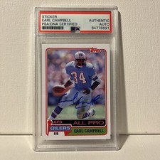 1984 Topps Reprint Sticker - Earl Campbell  HOF - AUTHENTIC AUTO -  PSA/DNA