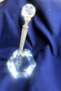 Crystal Paperweight Cut Glass Faceted & Letter Opener With A Crystal Ball On End - Picture 1 of 15
