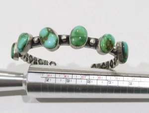 Navajo artist Leroy James sterling sonoran gold tuquoise stacker 925 cuff Sz 6.5 - Picture 1 of 9