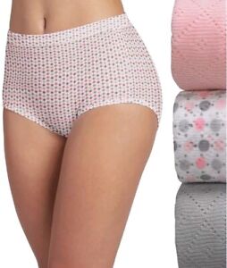 Women's 10/XXXL Jockey 3-Pack Breathe Brief Comfort Cotton Underwear Pink/Gray