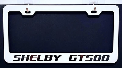Marco de matrícula de metal blanco Shelby GT500 Foto 1 de 3