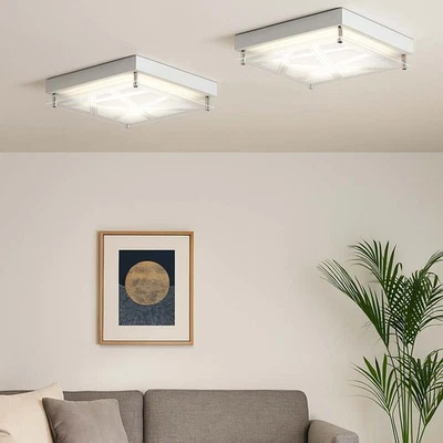 Plafoniera Lampada da Cucina Argento LED Corridoio Fantasia L 25cm 2x - Immagine 1 di 4