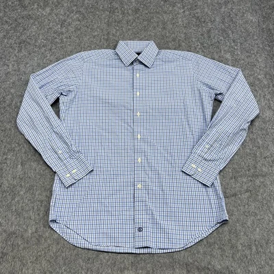 Camisa de vestir David Donahue para hombre 16,5 ajuste azul cuadros manga larga carrera Foto 1 de 4
