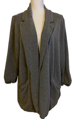 Cárdigan abierto Torrid 4 4X gris tejido jersey manga lengüeta enrollable Topper Lagenlook Foto 1 de 4