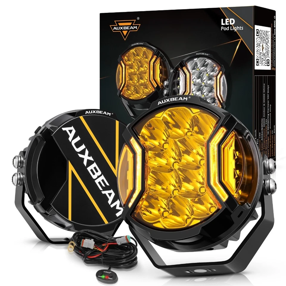 AUXBEAM 3" LED Cubo Pods Luces de Conducción Focos Tirador Lateral DRL Cubiertas Negras Foto 1 de 4