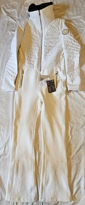 Nuevo con etiquetas Traje Obermeyer Katze Traje de esquí/nieve para mujer 10 Blanco Cuello de piel sintética Plumón de pato Foto 1 de 4