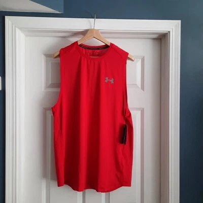Camisa Under Armour Para Hombres XL Roja Camiseta sin mangas ajustada HeatGear Gimnasio Baloncesto Foto 1 de 4