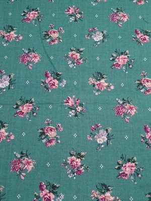 100% cotton quilting fabric vintage VIP Cranston print floral pink teal 2+ yards - Image 1 of 4
