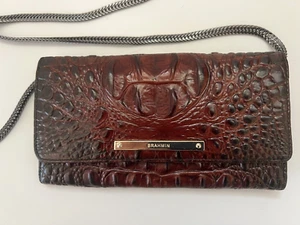 Brahmin Wallet Clutch Pecan Melbourne Croc Embossed Leather Shoulder Handbag - Picture 1 of 11