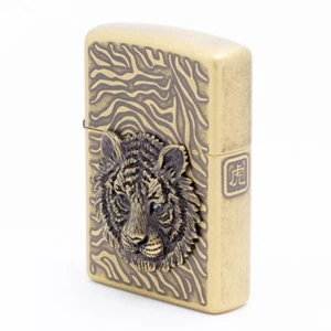 Zippo Lighter Tiger Face Crytal Eyes Genuine Org Packing 6 Flints set GIFT - Picture 1 of 11