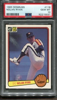 1983 Donruss #118 Nolan Ryan PSA 10 HOF Houston Astros - Image 1 of 2