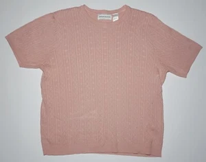 Alfred Dunner Womens Rose Pink Short Sleeve Cable Knit Sweater Size Large - Picture 1 of 12