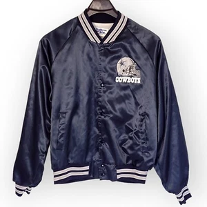 Chalk Line Dallas Cowboys Spellout Satin Bomber Jacket NFL Vintage XL - Picture 1 of 16