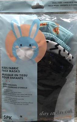 5 Pack Kids Ages 4-12 Fabric Face Masks Multicolor Washable Reusable Breathable - Image 1 of 4