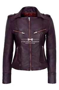 Chaqueta de Cuero RIDER Damas Cereza Motociclista Estilo Motocicleta 100% CUERO NAPA 9823 - Imagen 1 de 7