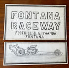 Vintage années 1960 ART original SKETCH panneau dépliant FONTANA RACEWAY drag Hot Rods voitures