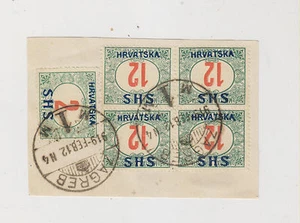 KROATIEN, SHS, 1918 12 Fäden invertiert ovp 4er Block schön geschnitten, gebraucht 1919 # - Bild 1 von 1