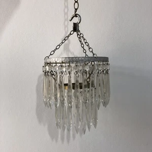 Antique French Crystal Glass 2 Tier Chandelier - Picture 1 of 7