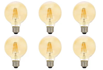 (6 bombillas) Sylvania 40069 LED Vintage G40 Globo, Ámbar Brillo, 60 vatios repuesto Foto 1 de 4