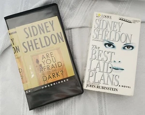 2 Audio books Sidney Sheldon Best Laid Plans Afraid of Dark Cassette tape Used - Imagen 1 de 5