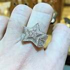 Stunning 925 Sterling Silver Men’s Star Design Classic Ring With Shiny Clear CZ