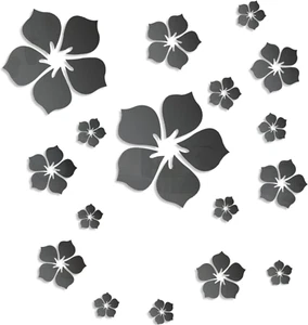 Acrylic Mirror Floral Wall Stickers Self Adhesive Mirror Wall Decor Removable Mi - Picture 1 of 7