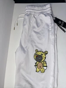 Men’s XL White Savage Shorts 24” Length Black Pike Layered Fabrics Bear Appliqué - Picture 1 of 9