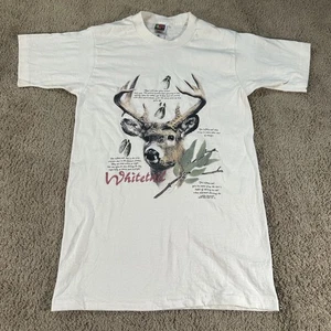 Camisa De Colección Ciervo Cola Blanca Para Hombres Pequeña Blanca Lado Salvaje Gráfico Hecha en EE. UU. Años 90 - Imagen 1 de 14