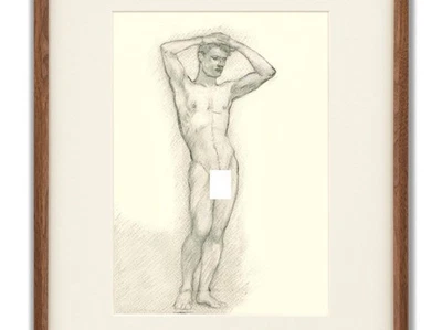 Dibujo desnudo masculino vintage Allyn Cox antiguo maestro académico americano Foto 1 de 4