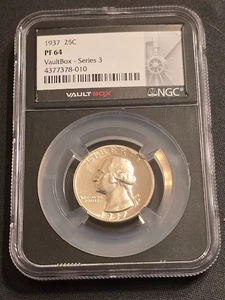 1937 P 25C PF 64 Washington Silver Quarter - 90% Silver - VaultBox Slab - Picture 1 of 4