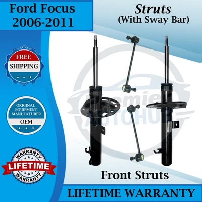 Puntales delanteros Monroe OEM con barra estabilizadora para Ford Focus 2006-2011 garantía de por vida Foto 1 de 4
