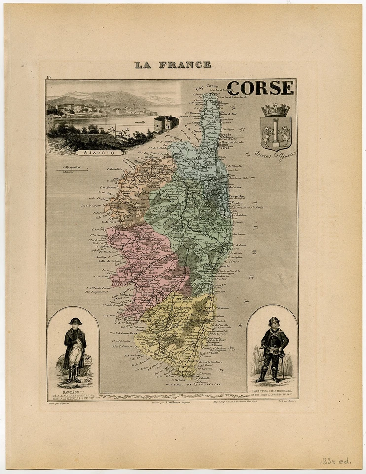 Impresión antigua-CÓRCEGA-AJACCIO-FRANCIA-NAPOLEÓN-Vuillemin-Migeon-1884 Foto 1 de 1