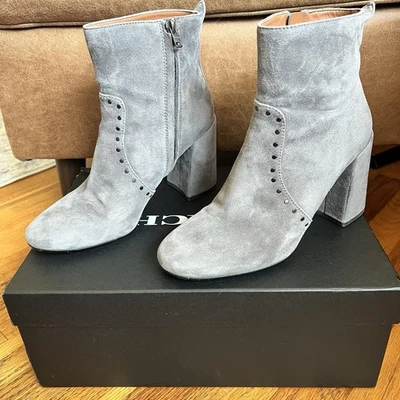 Botines COACH Farrah Gris Gamuza Tacón Tachuelas Talla 9 B Caja $195 G2878 Foto 1 de 4
