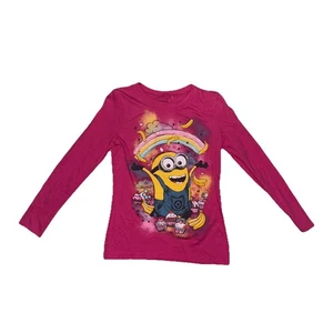 Girls despicable me minion made long sleeve pink top size L cute! - Picture 1 of 3