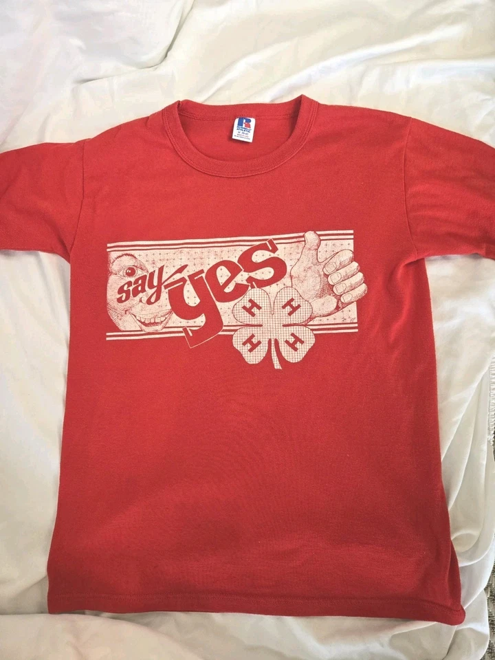 Camiseta De Colección 4H Para Hombre Mediana Transparente Poli Algodón Hecha en EE. UU. Roja Años 80 Foto 1 de 4